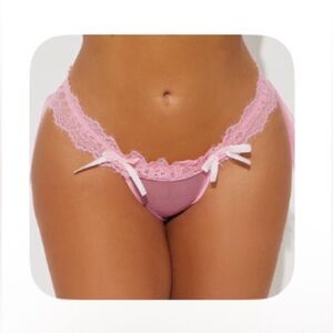 NWOT Pink Sheer Lace Skirt with Ribbon Crotchless Panties
